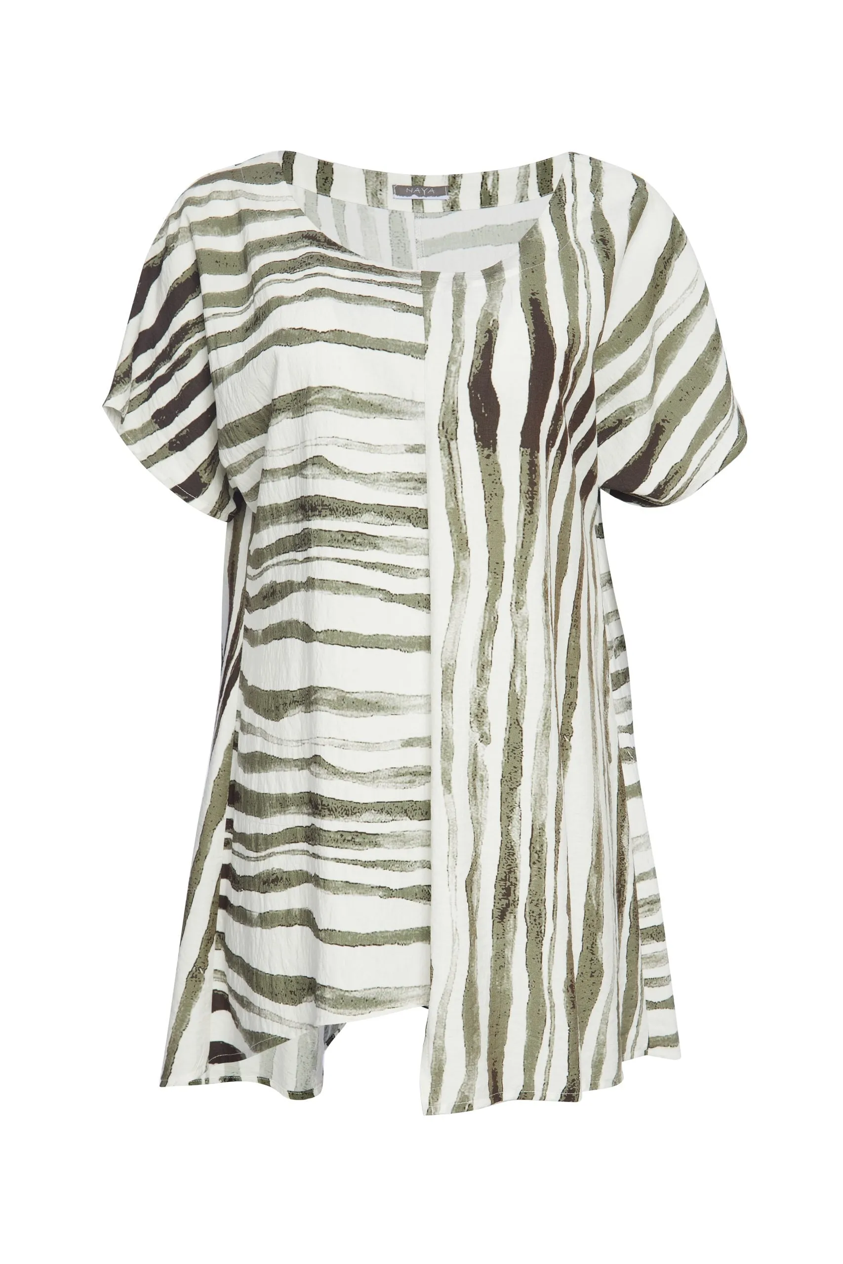 256- Stripe Top w/ Cut away Hem- Naya