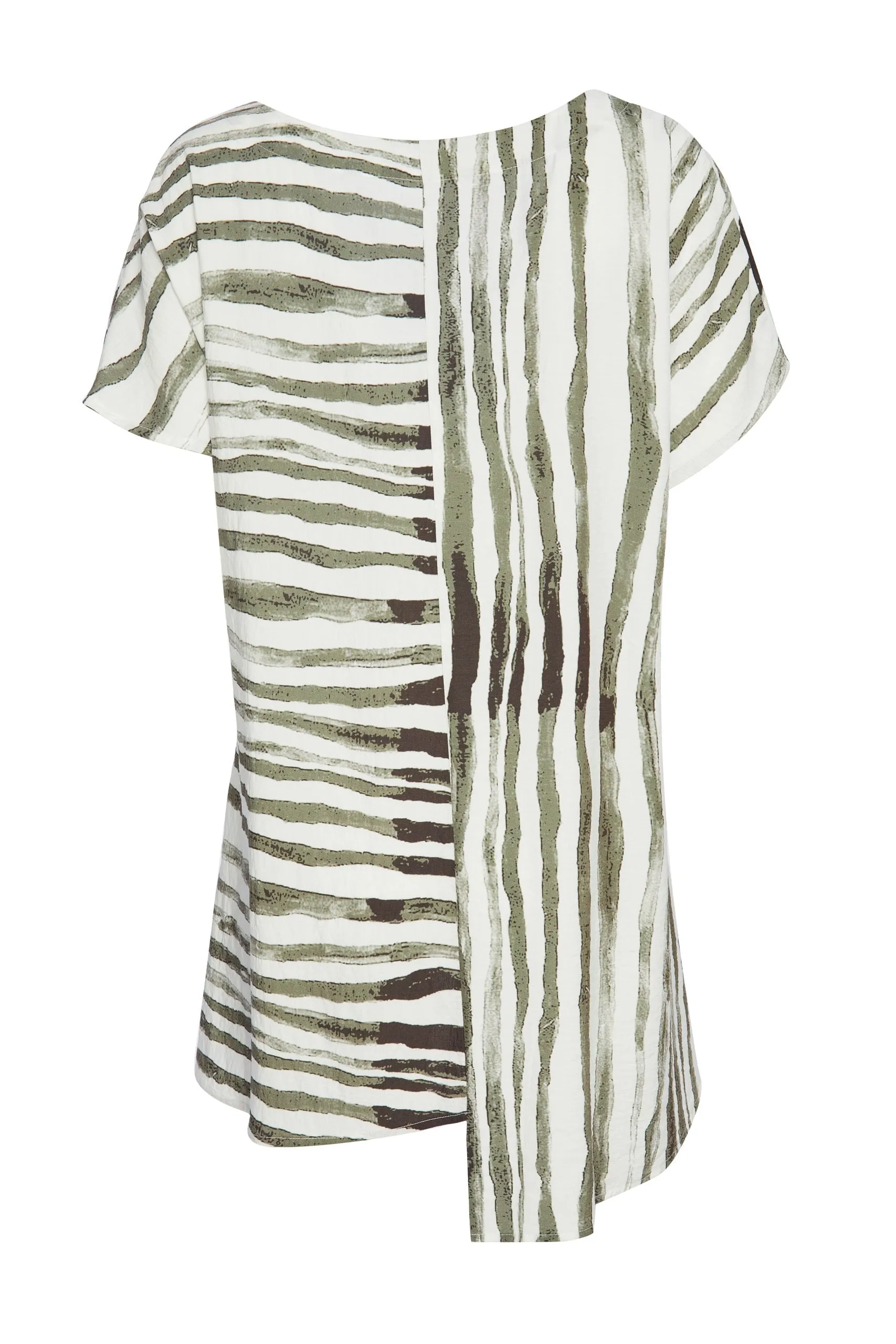 256- Stripe Top w/ Cut away Hem- Naya