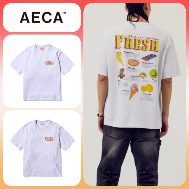 AECA WHITE  |Unisex U-Neck Cotton Logo T-Shirts