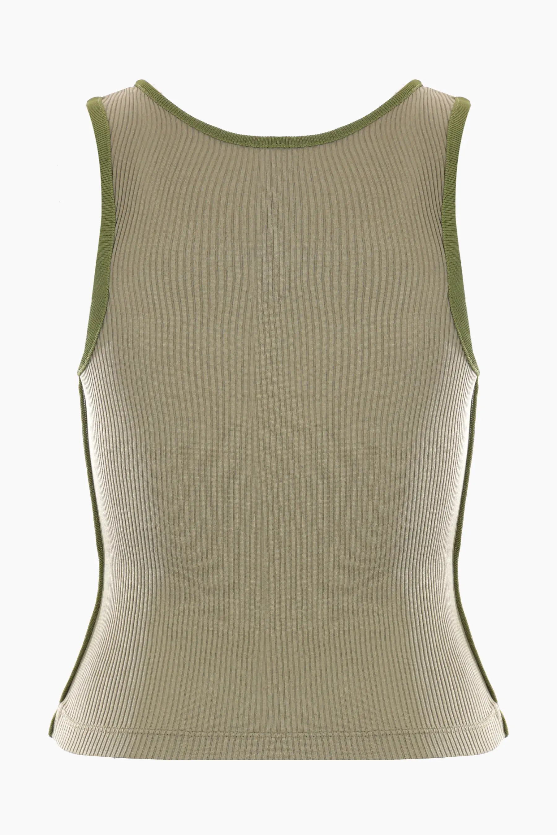 Anagram logo embroidered ribbed silk sleeveless top