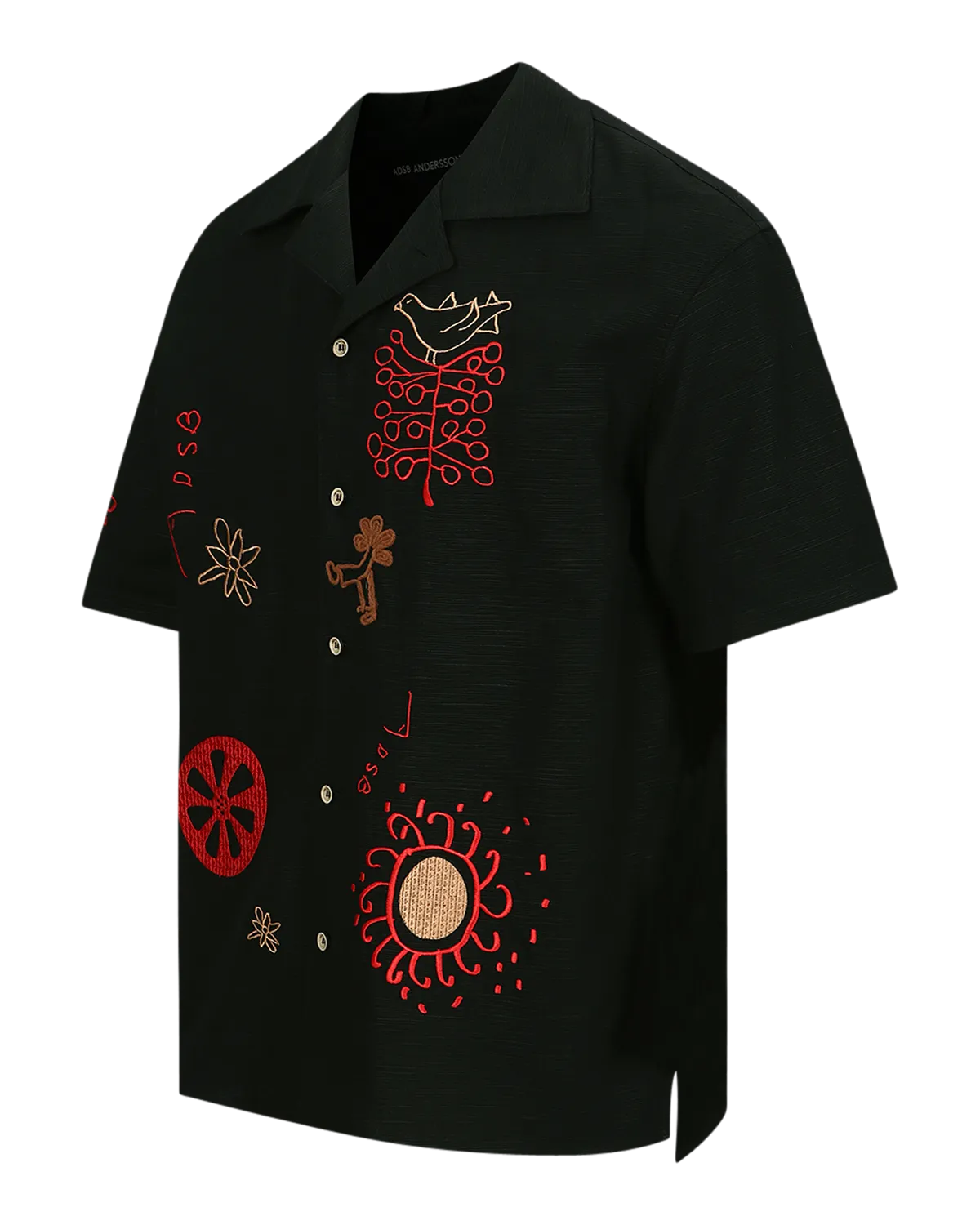 ANDERSSON BELL - April Embroidery Open Collar Shirts - BLACK