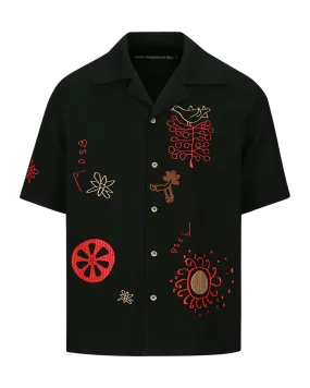 ANDERSSON BELL - April Embroidery Open Collar Shirts - BLACK