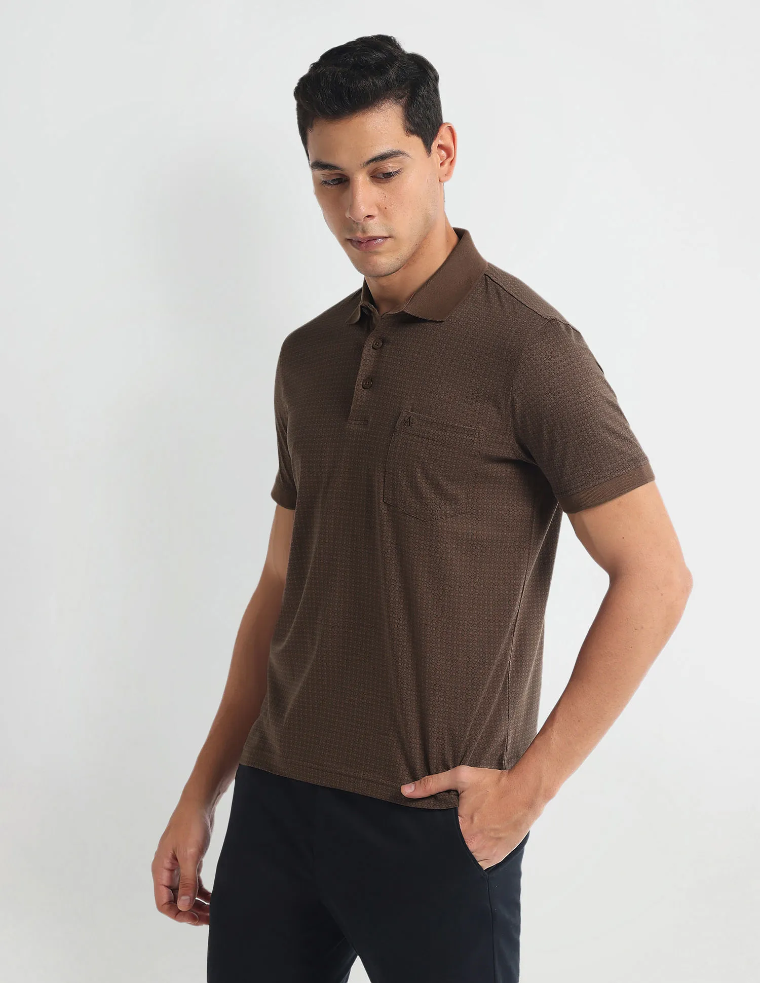 Arrow Pure Cotton Geometric Polo Shirt