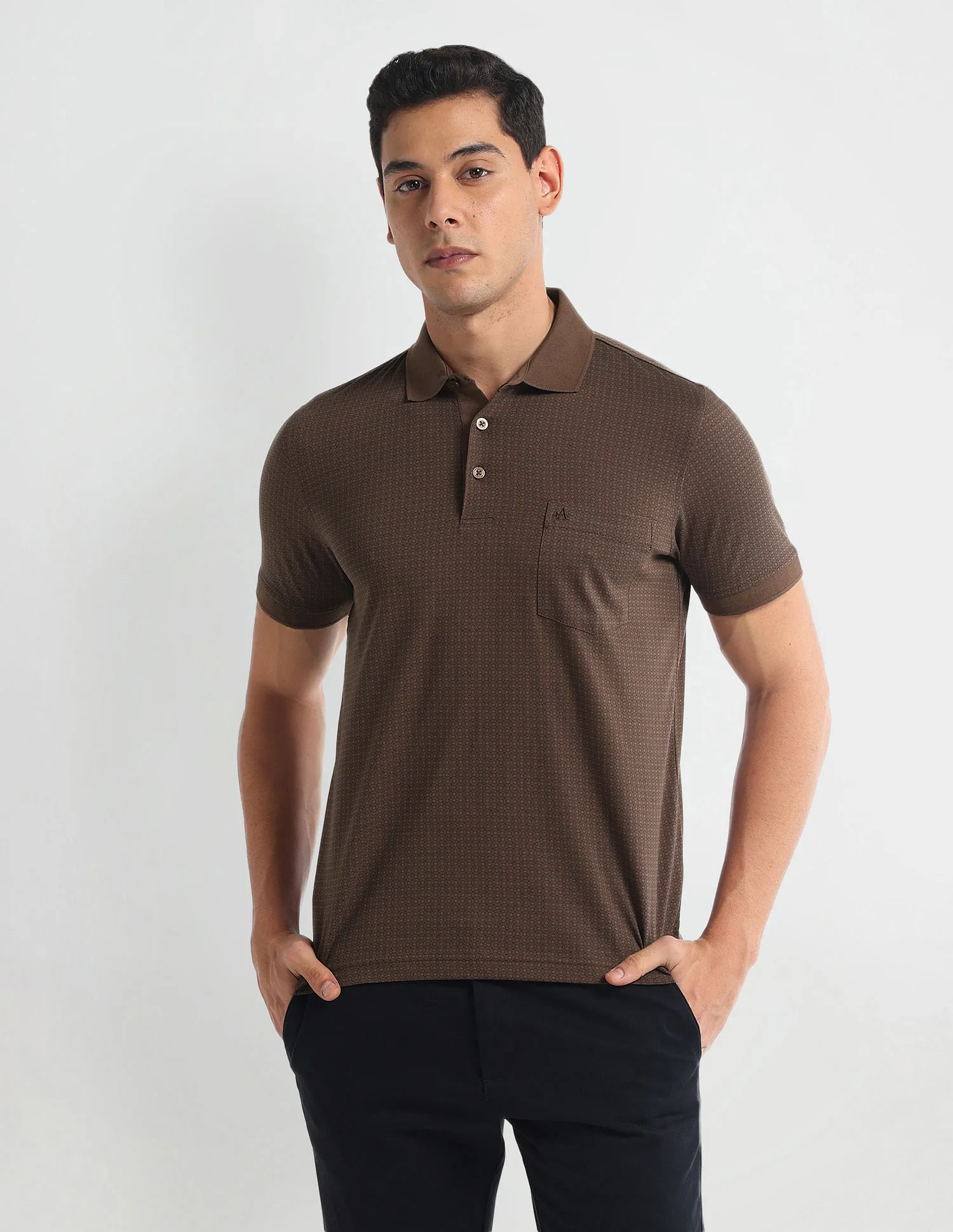 Arrow Pure Cotton Geometric Polo Shirt