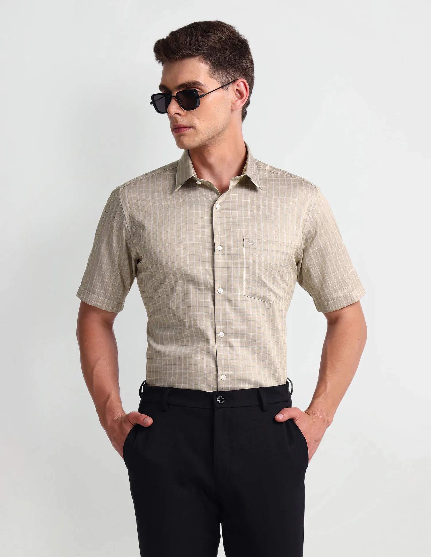 Arrow Pure Cotton Graph Check Shirt