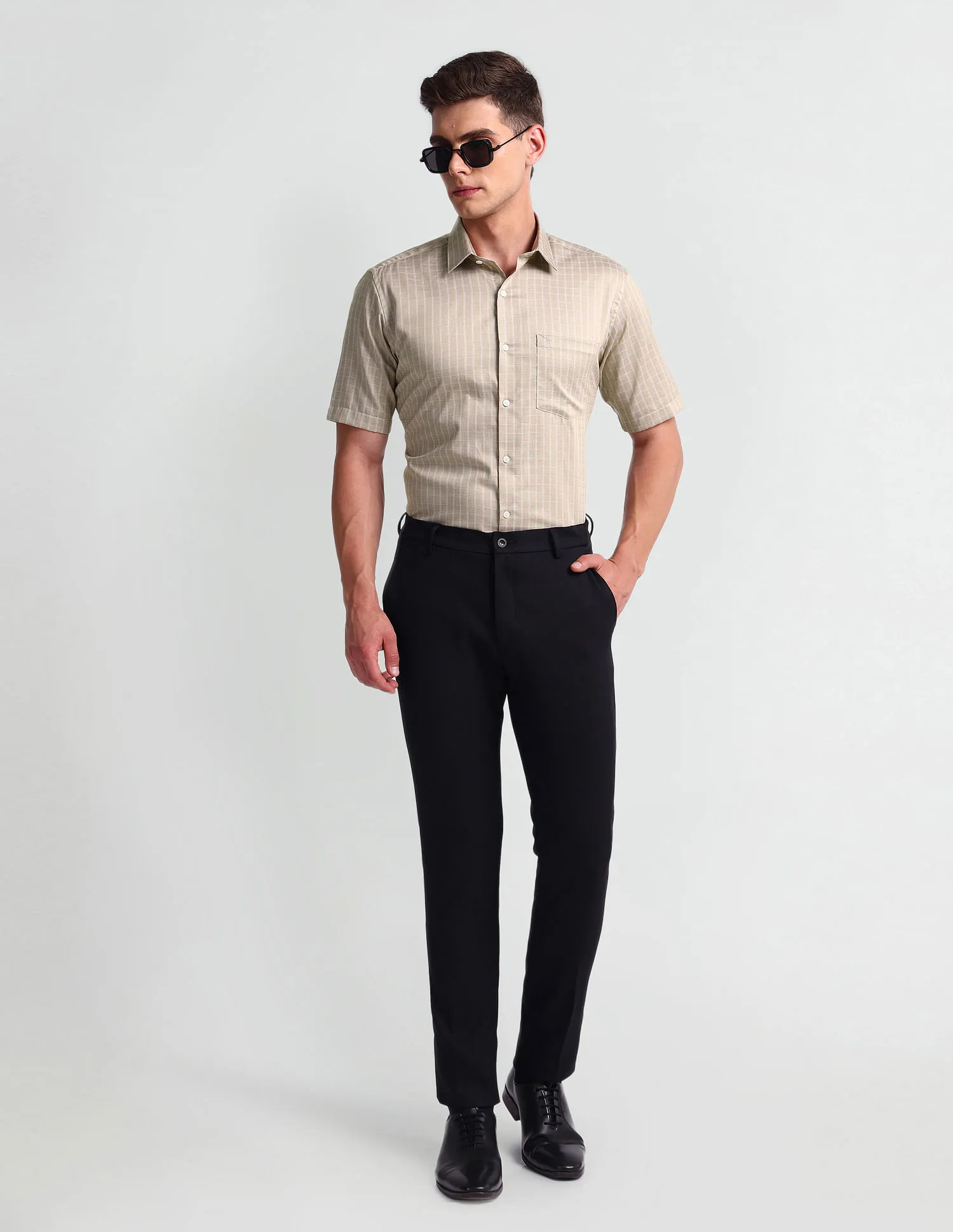 Arrow Pure Cotton Graph Check Shirt