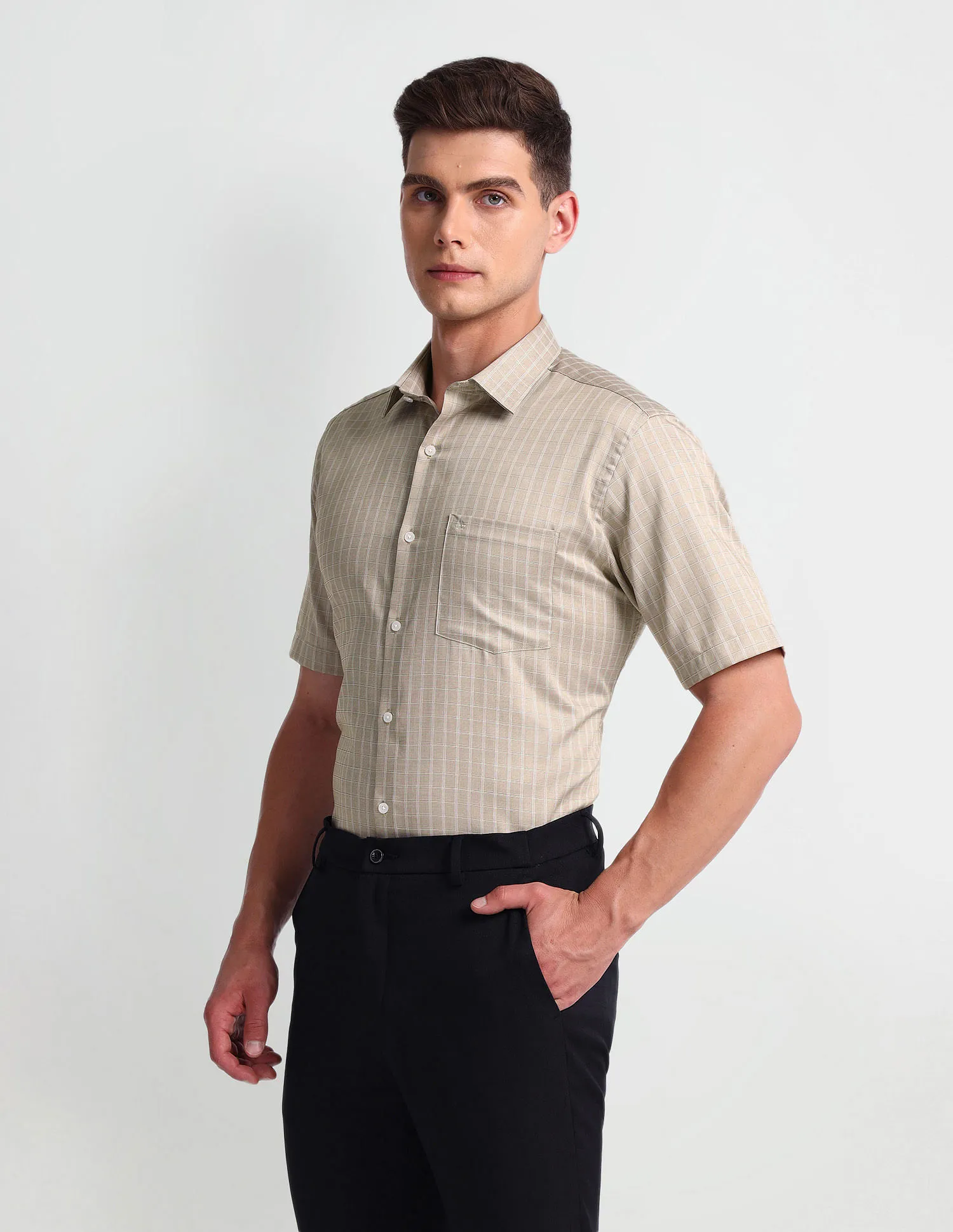 Arrow Pure Cotton Graph Check Shirt