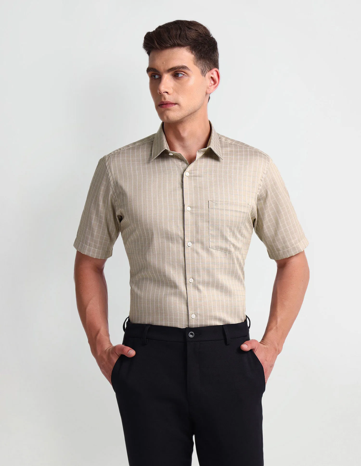 Arrow Pure Cotton Graph Check Shirt