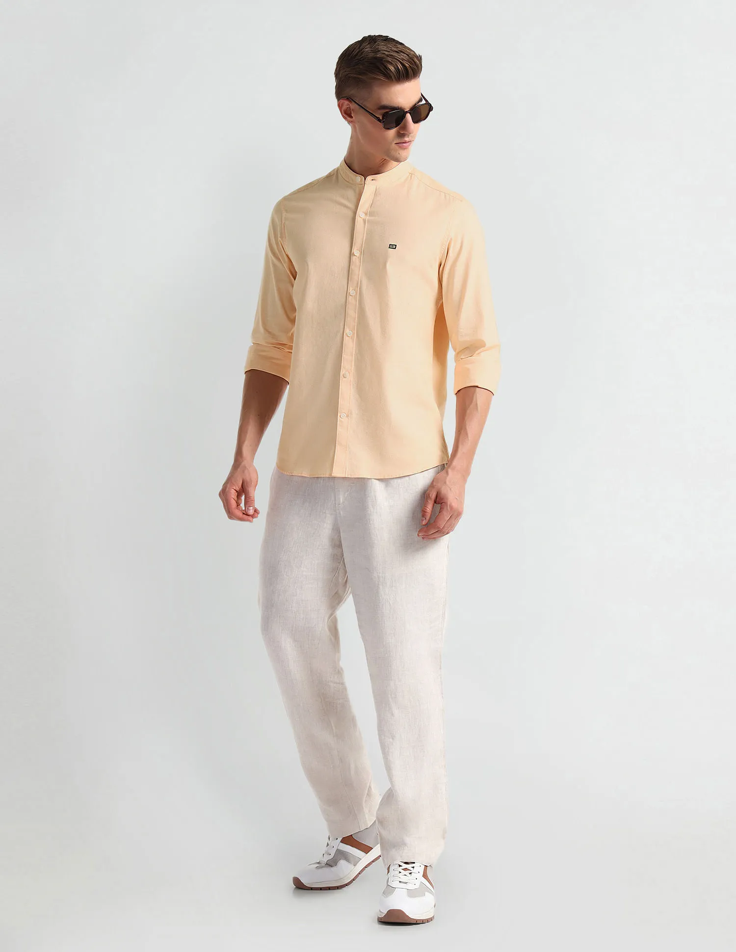 Arrow Sports Pure Cotton Herringbone Shirt