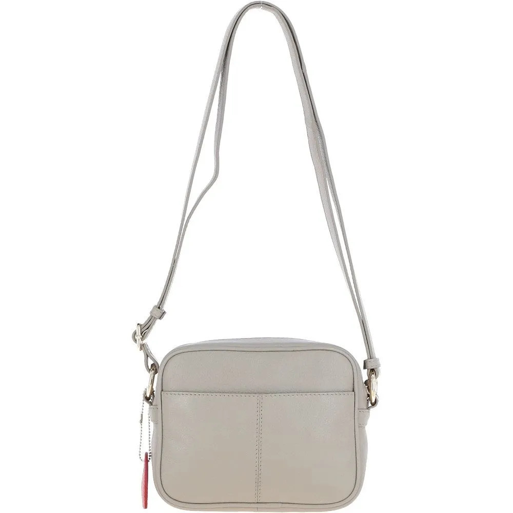 Ashwood Zip Top Leather Cross Body Bag Taupe: 63594