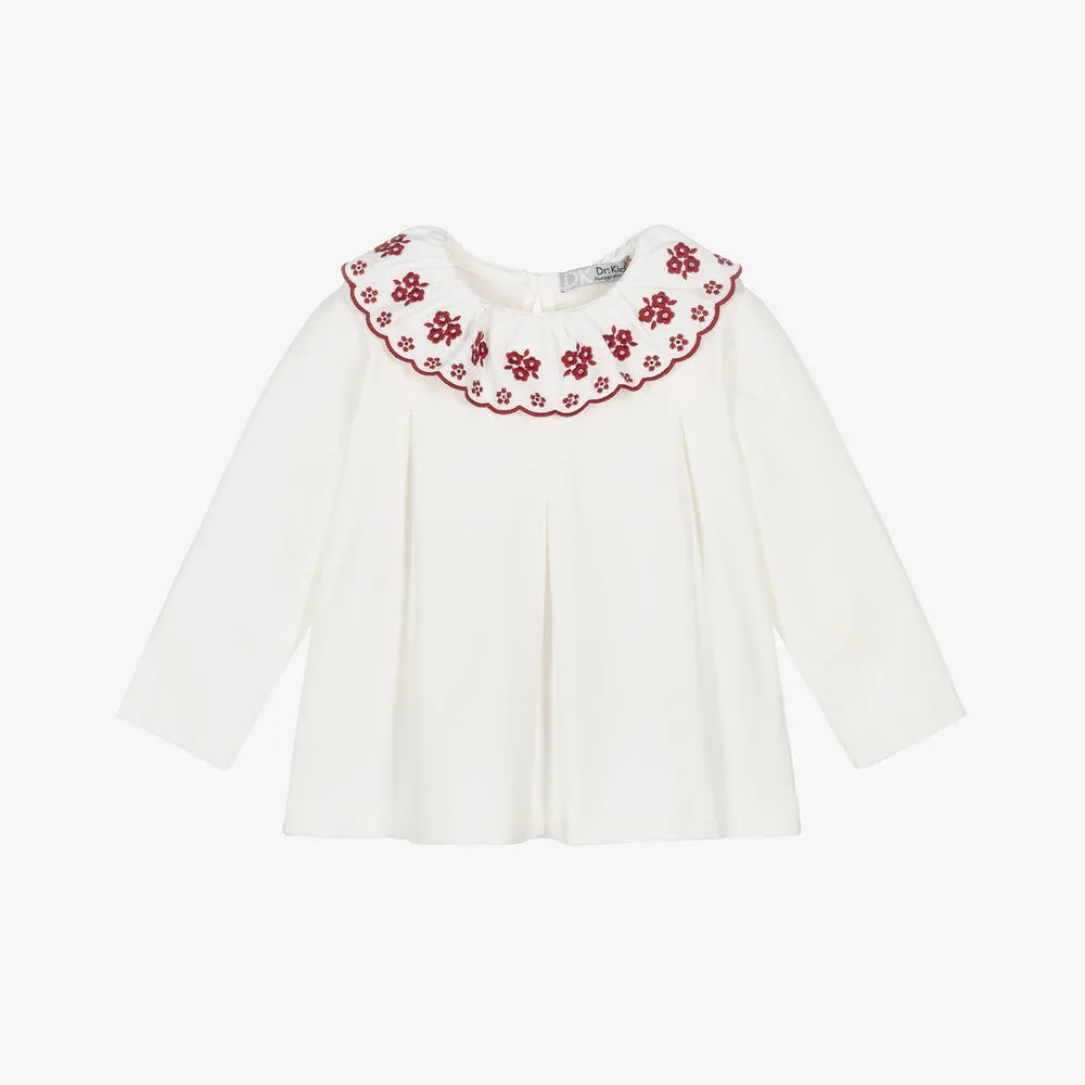 Baby Girls Ivory Embroidered Top