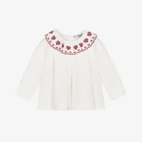 Baby Girls Ivory Embroidered Top