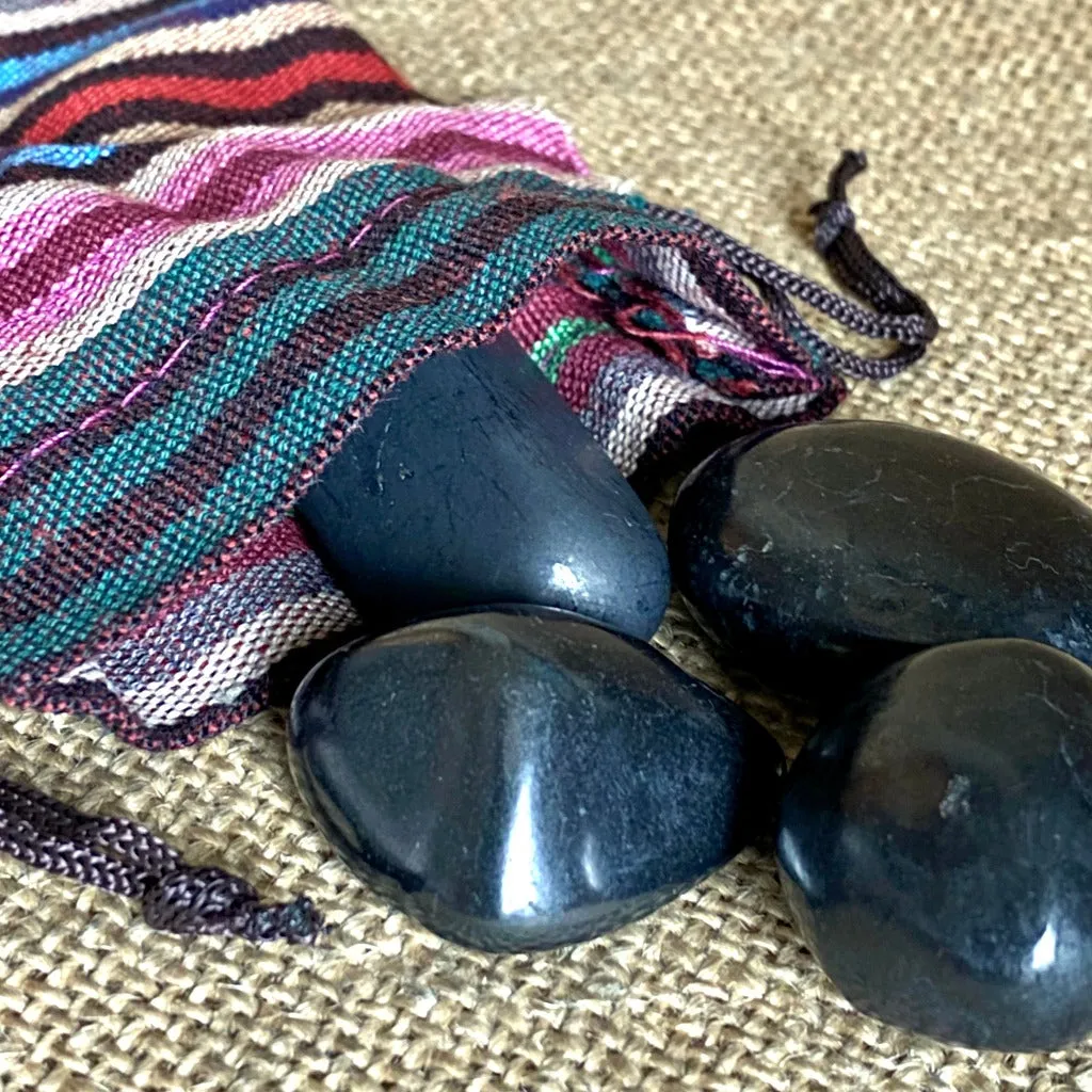 Bag O' Rocks, 4 Ounces Tumbled Black Shungite Stones in Little Bag