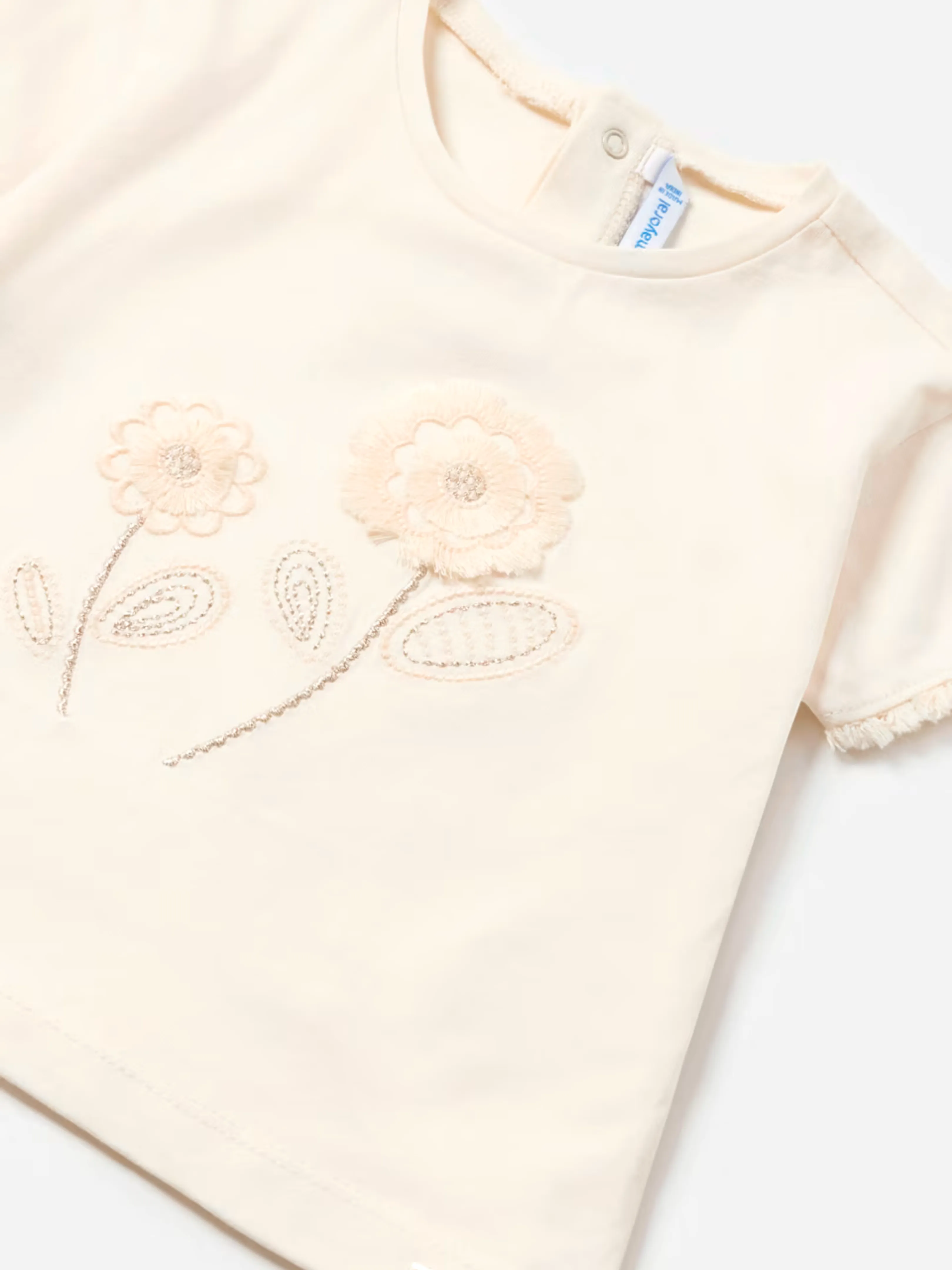 Beige Embroidered Flower Top