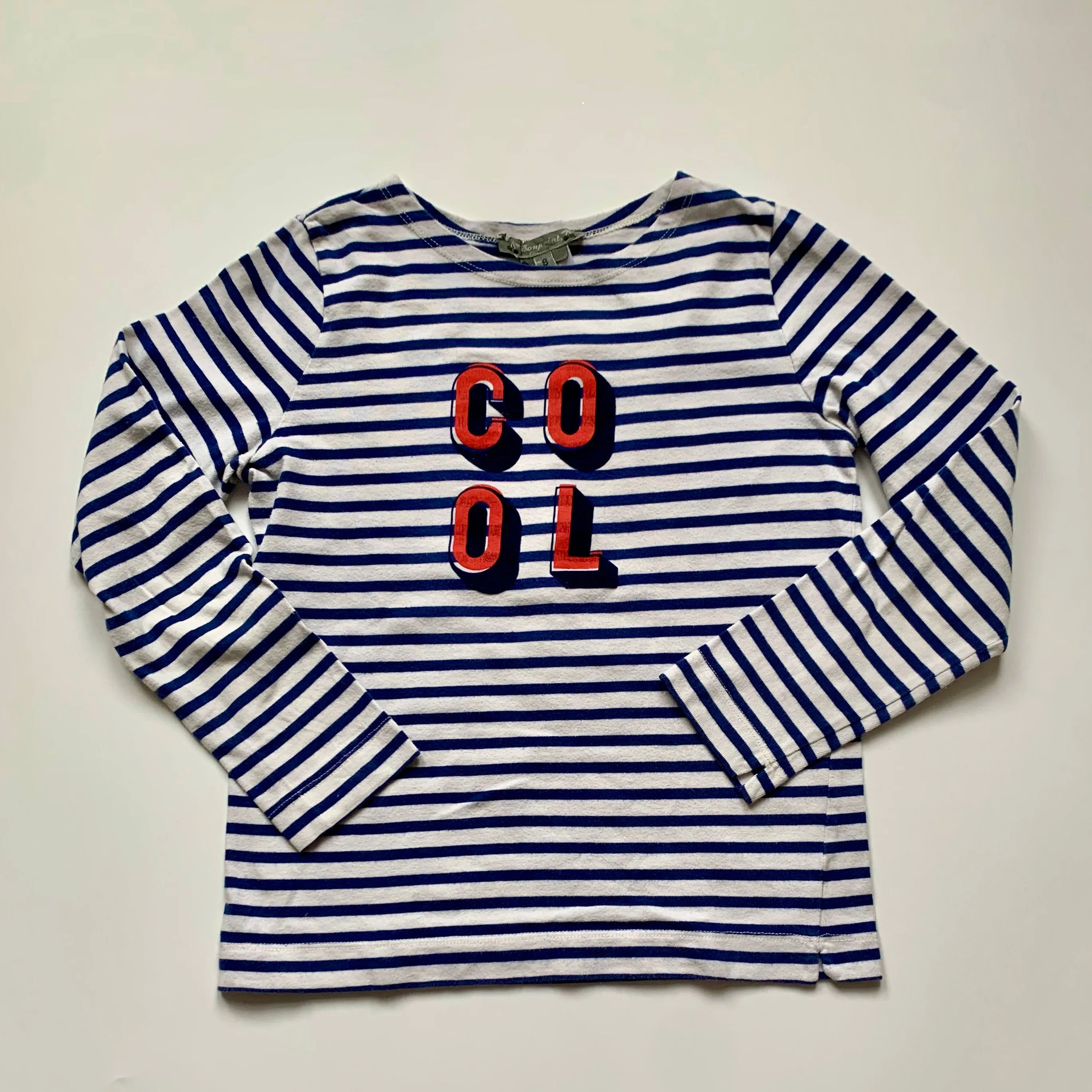 Bonpoint Blue And White Stripe Top : 8 Years