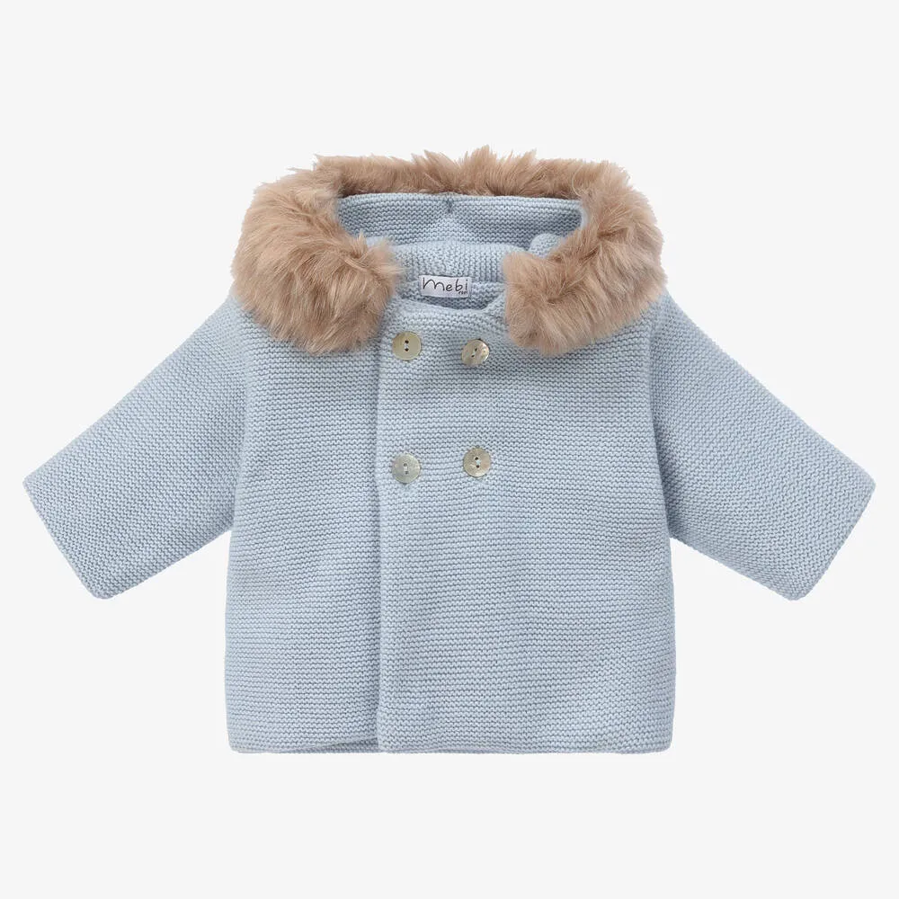 Boys Blue Knitted Pram Coat