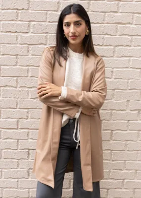 Camilla Leather Coat - Beige