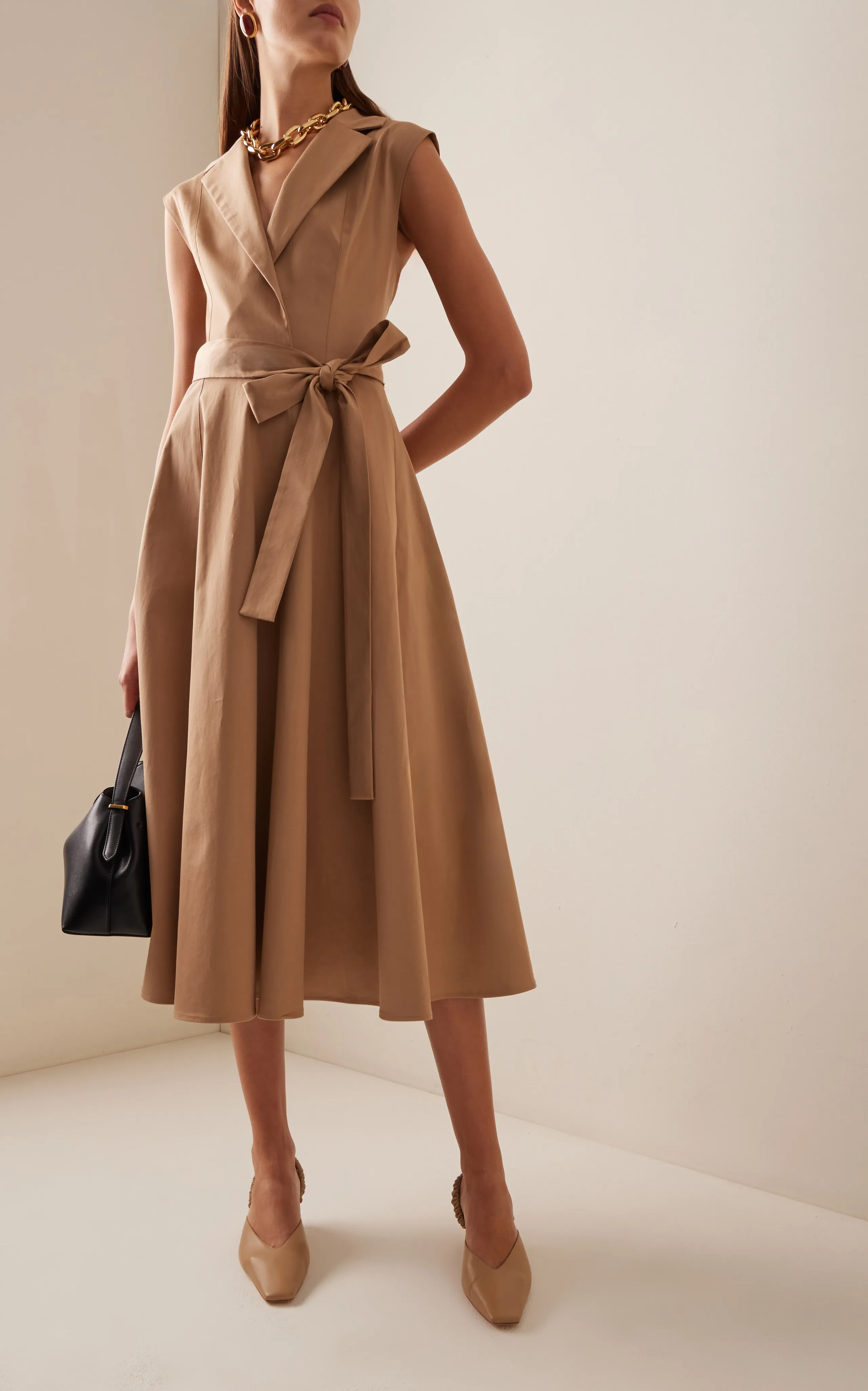 Carolina Herrera Belted Stretch-Cotton Trench Midi Dress