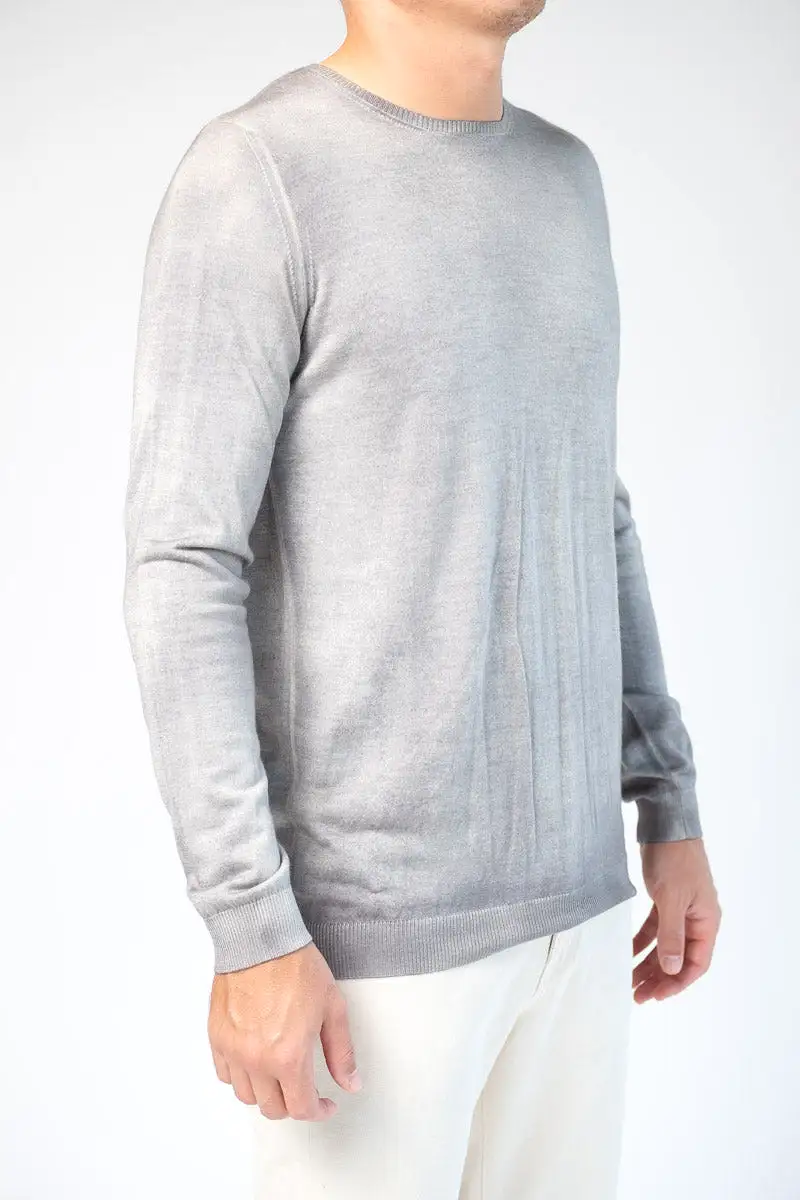 Cashmere Silk Knit Pullover in Ice