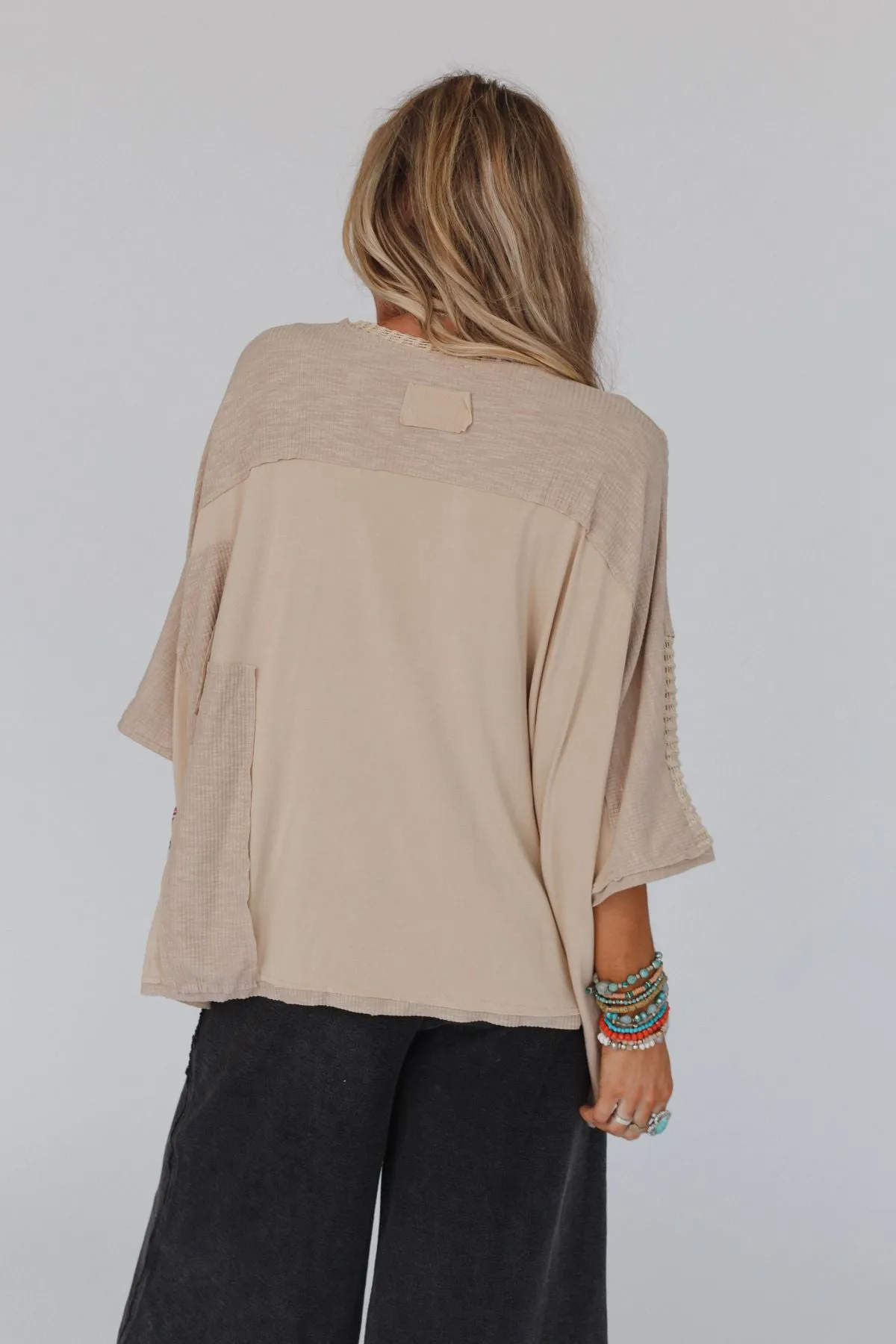 City Drifter Oversized Contrast Top - Taupe