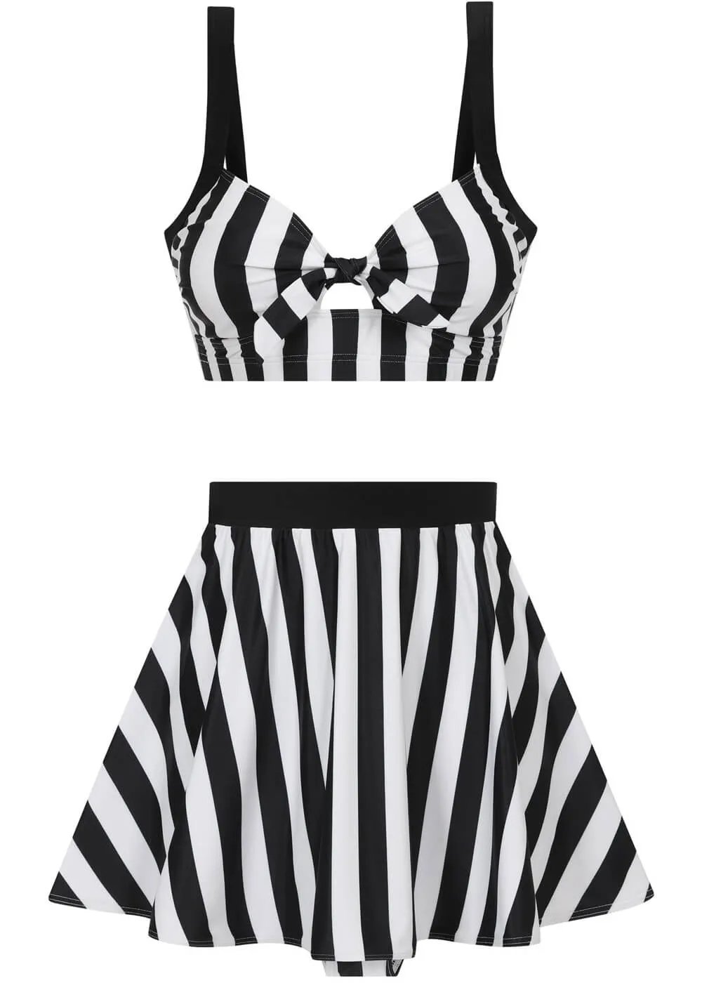 Collectif Beetle Stripe 60's Bikini Top Black White