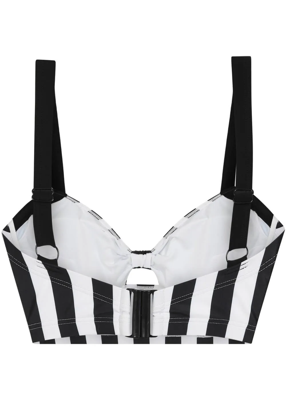 Collectif Beetle Stripe 60's Bikini Top Black White