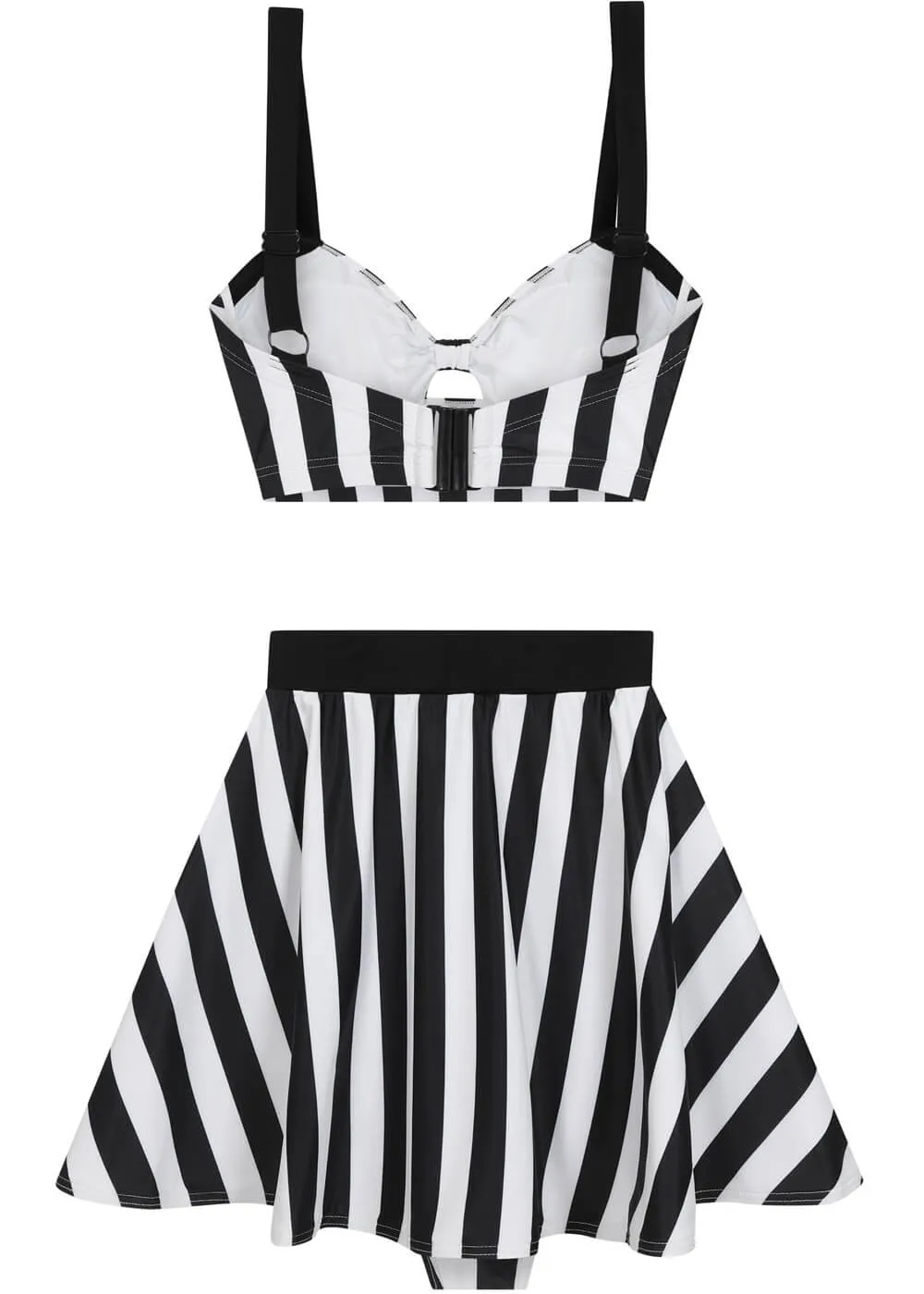 Collectif Beetle Stripe 60's Bikini Top Black White