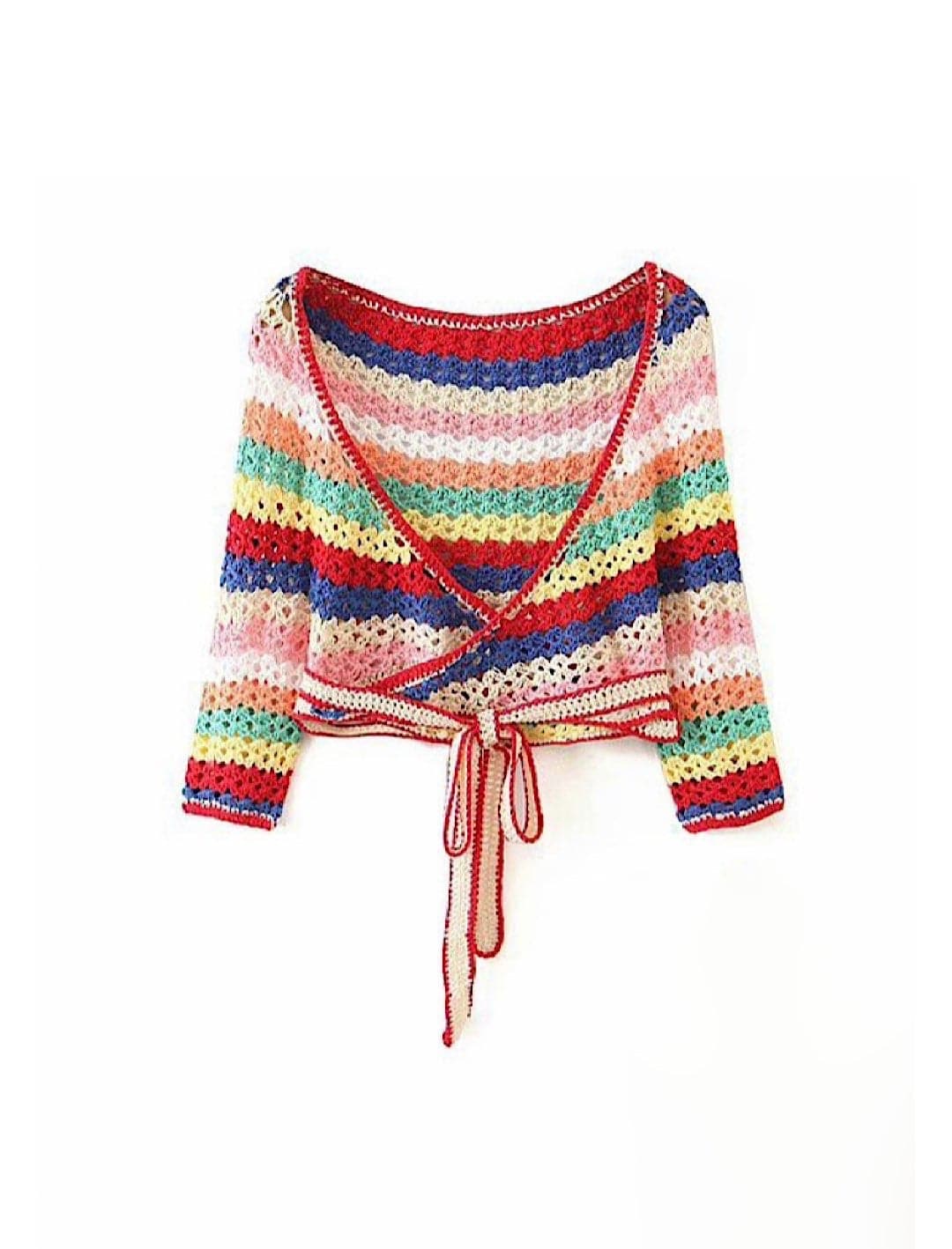 Colorful Stripe Pattern Knitted Top