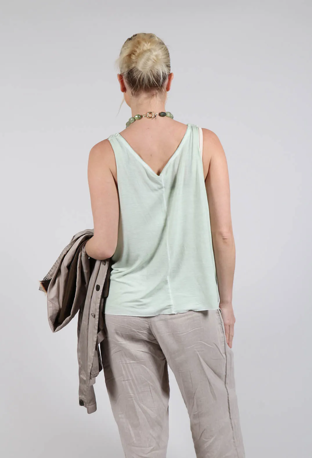 Cropped Jersey Vest Top in Mint