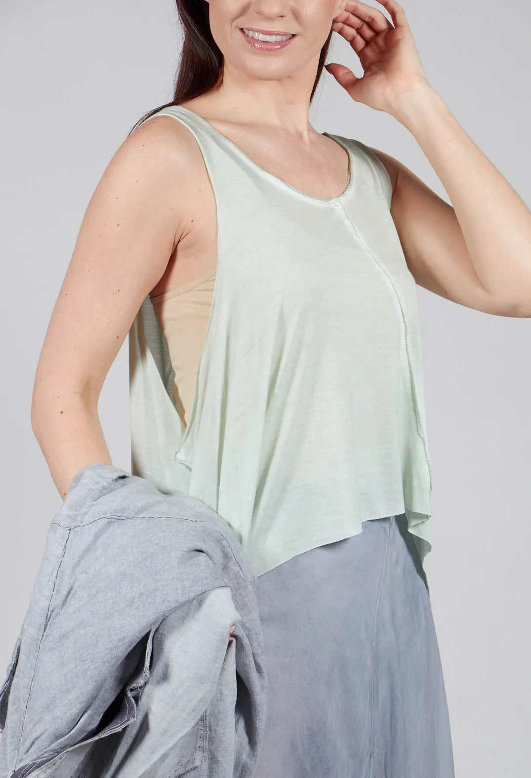 Cropped Jersey Vest Top in Mint