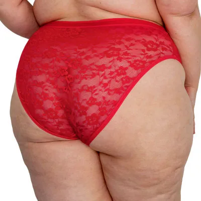 Curvy Couture No Show Lace High Cut Brief Panty - 1363