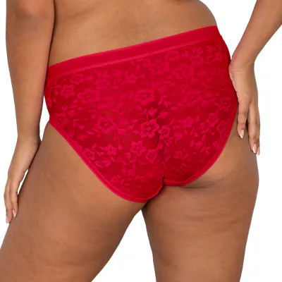 Curvy Couture No Show Lace High Cut Brief Panty - 1363