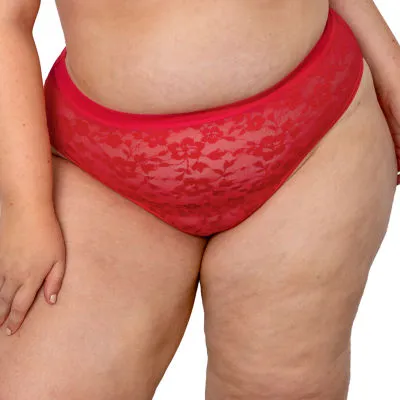 Curvy Couture No Show Lace High Cut Brief Panty - 1363