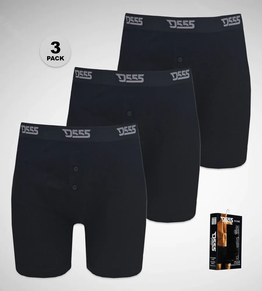 D555 Big Mens Black Cotton Boxer Shorts Pack of Three (DRIVER 2)