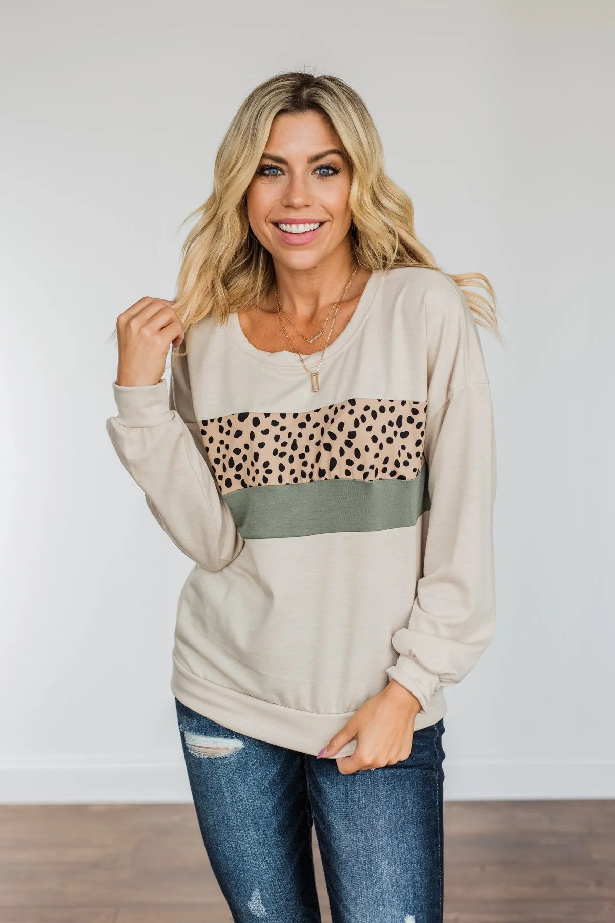 Dreamy Feels Long Sleeve Top- Taupe