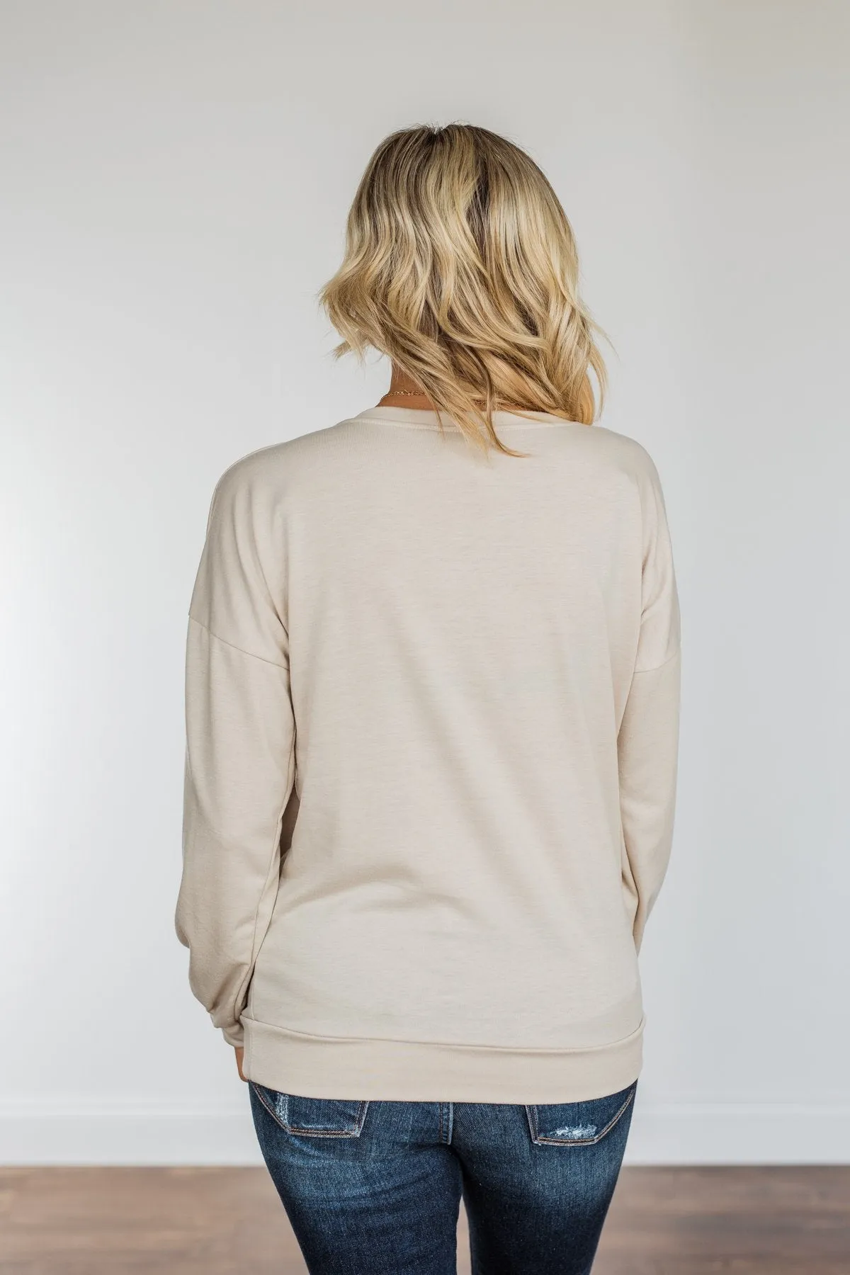 Dreamy Feels Long Sleeve Top- Taupe