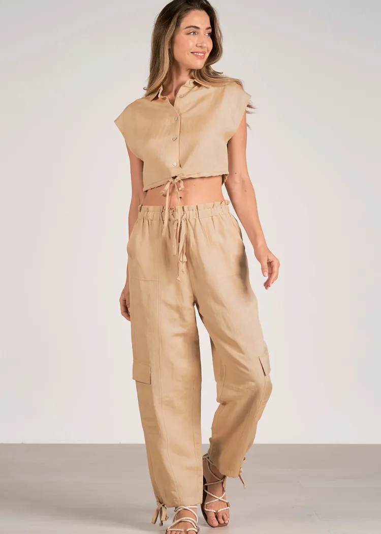 Elan Jamie Crop Top-Taupe ***FINAL SALE***