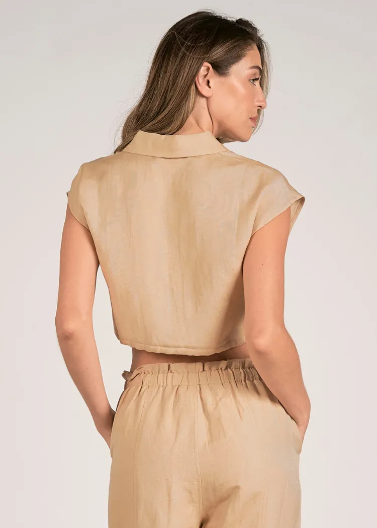 Elan Jamie Crop Top-Taupe ***FINAL SALE***