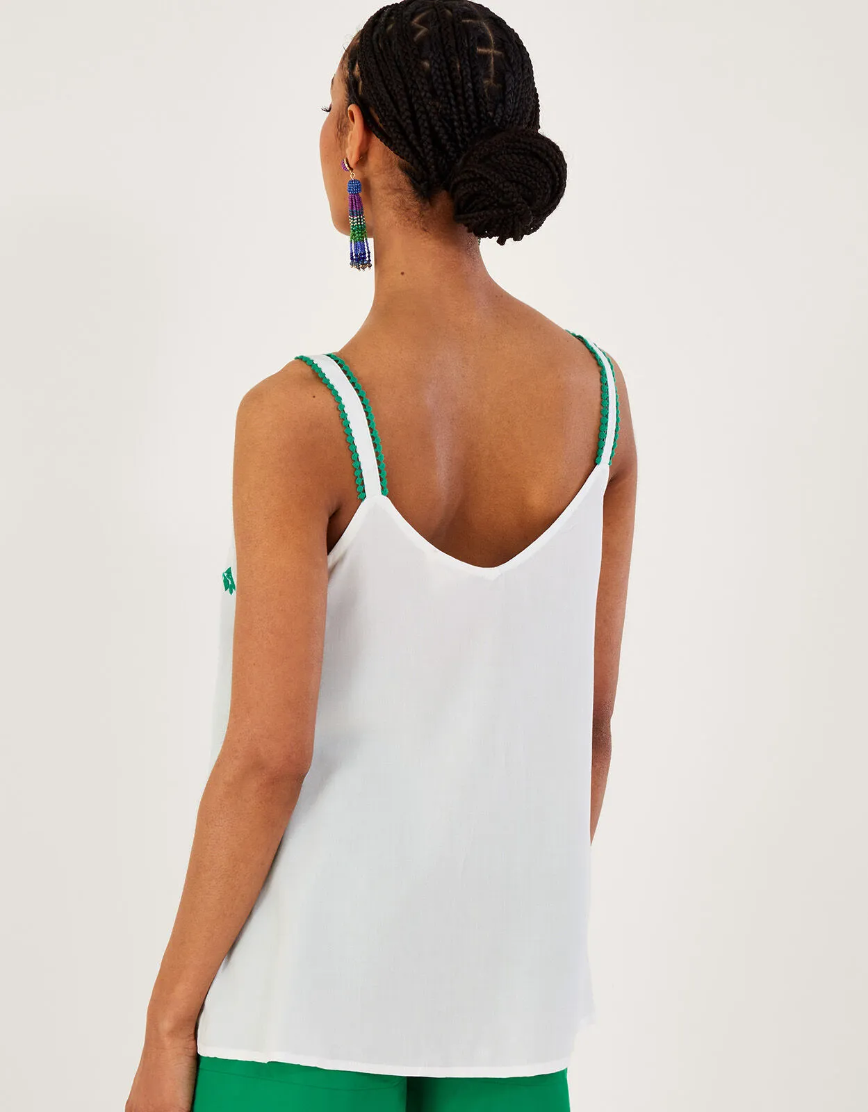 Embroidered Cami Top Green