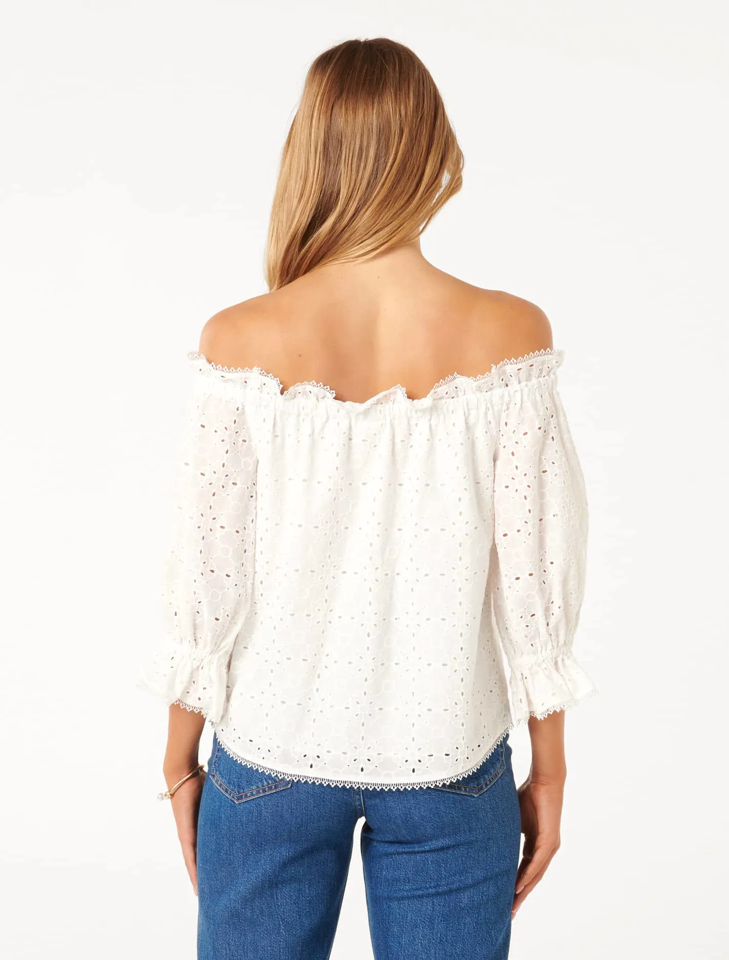 Enid Embroidered Bardot Top