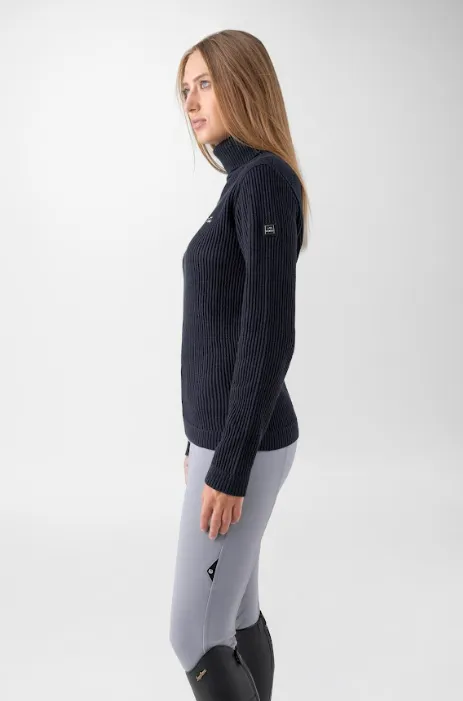 Equiline - Nicole - Women's Warm Tech-Cotton Blend Sweater - Blue - FW24