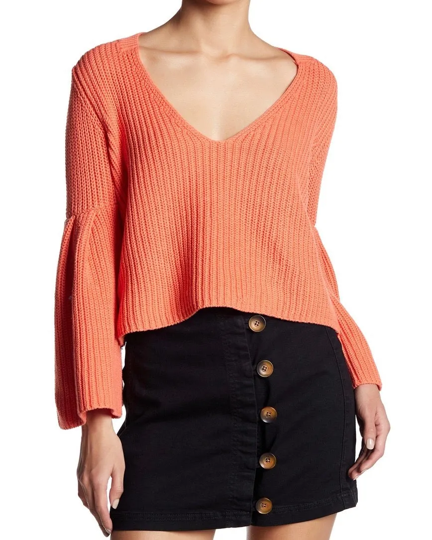 Free People - Damsel Cable Knit Pullover in Coral