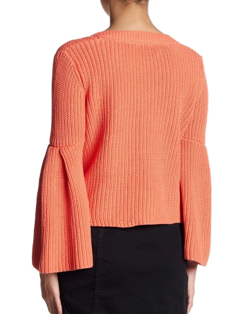 Free People - Damsel Cable Knit Pullover in Coral