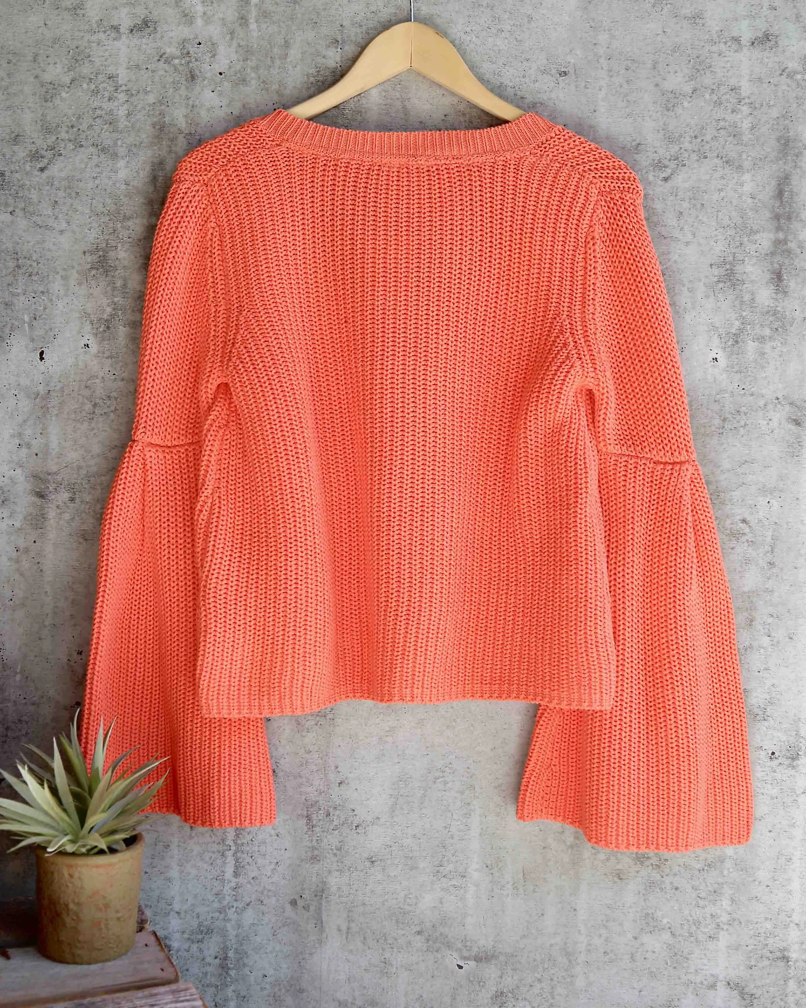 Free People - Damsel Cable Knit Pullover in Coral