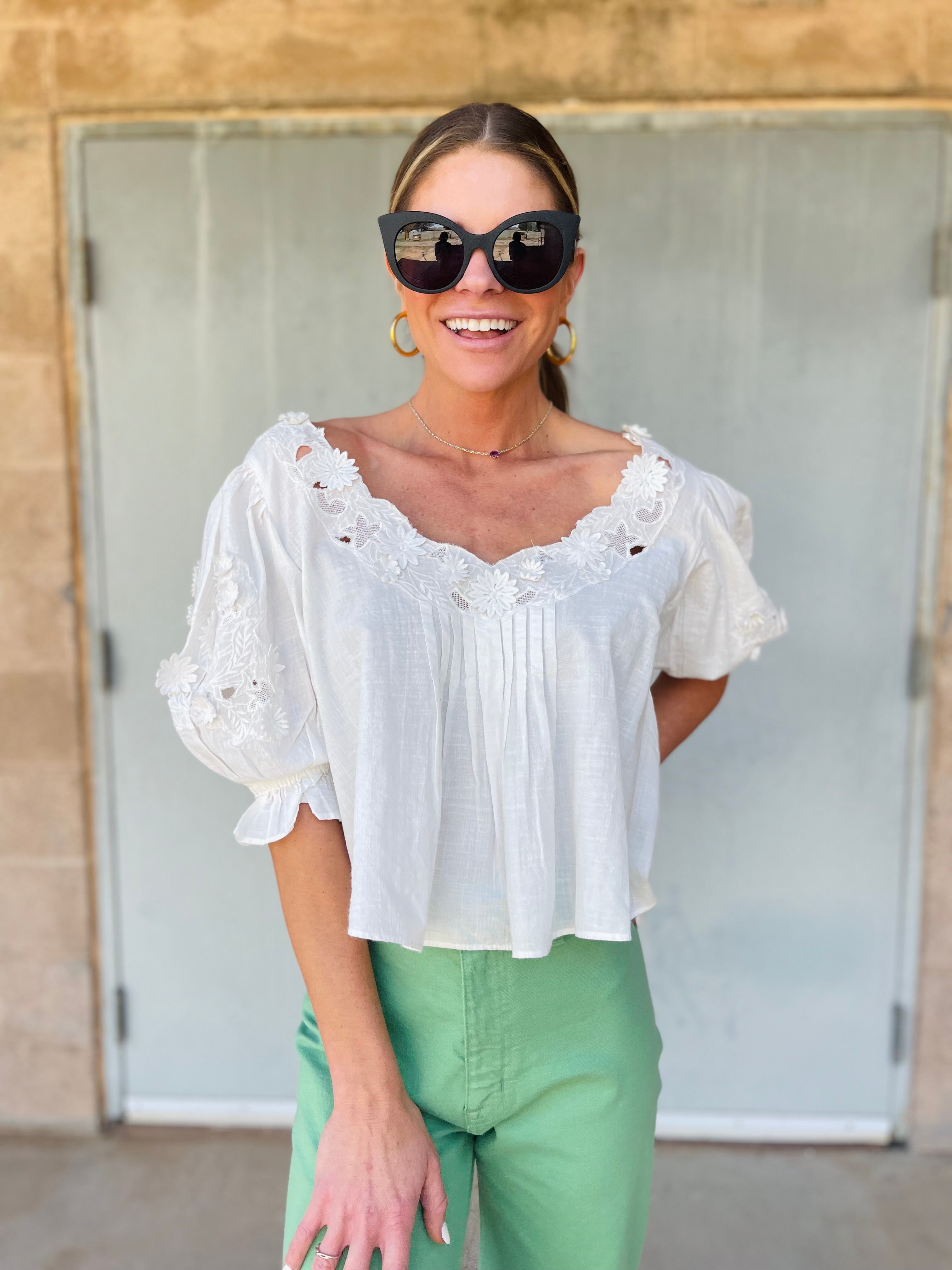 Free People Sophie Embroidered Top | Optic White