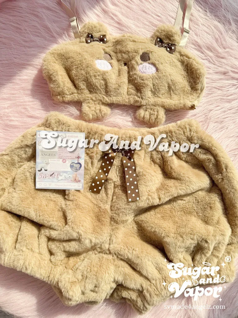 Furry Kawaii Bear Plush Pajama Set