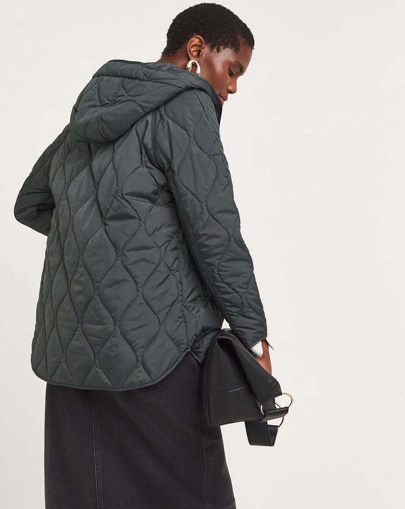 Grey Short Quilted Coat