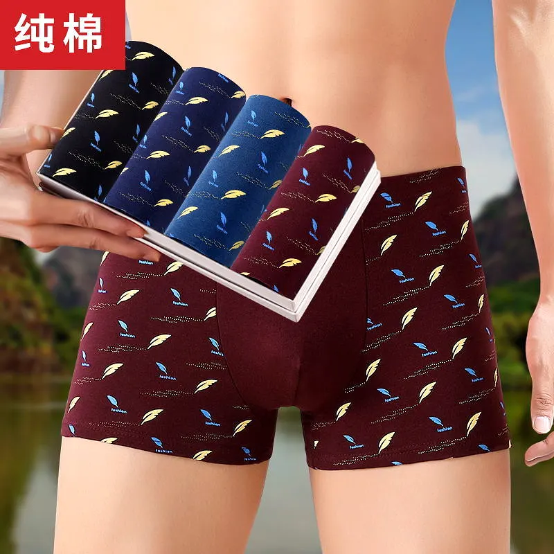 INSTOCK-4 pairs of men's cotton underwear, men's boxer briefs,