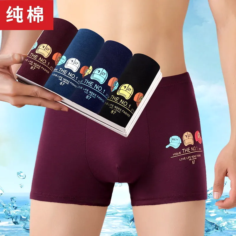 INSTOCK-4 pairs of men's cotton underwear, men's boxer briefs,