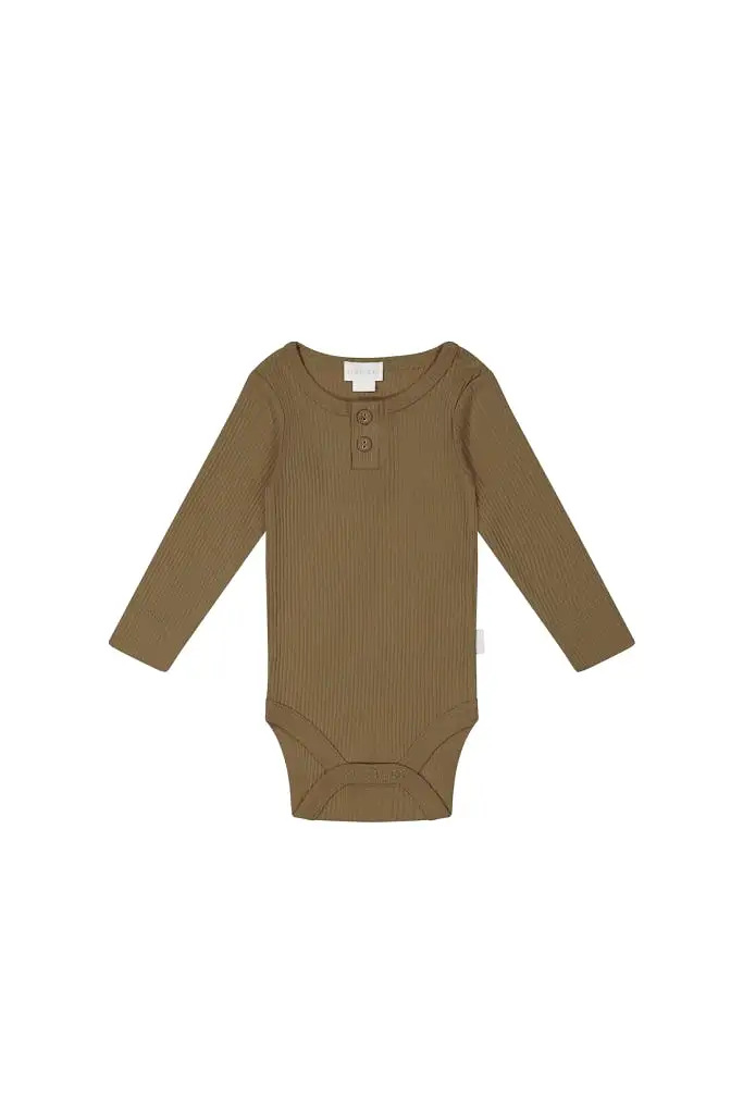 Jamie Kay - Modal Long Sleeve Bodysuit - 0-3m - Creme Caramel